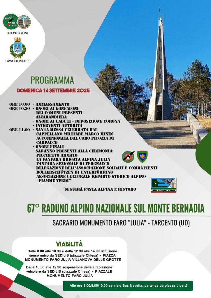 67° RADUNO ALPINO SUL MONTE BERNADIA – 14 settembre 2025