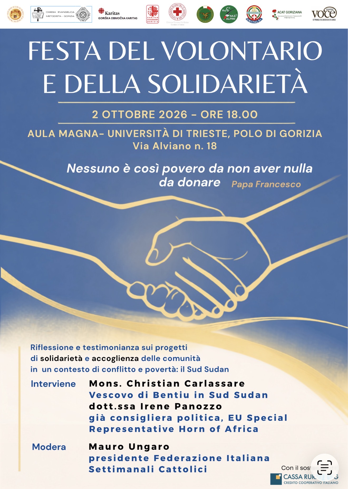 Il 2 ottobre la quinta “Festa del Volontario e della Solidarietà”